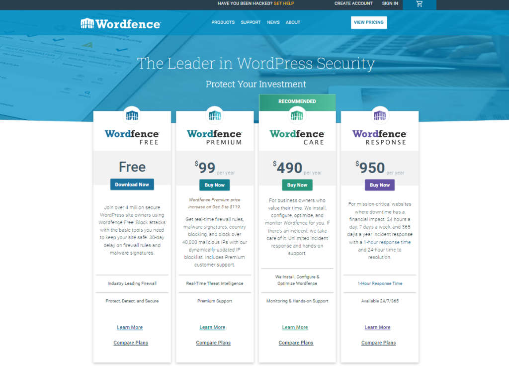 Wordfence Pricing