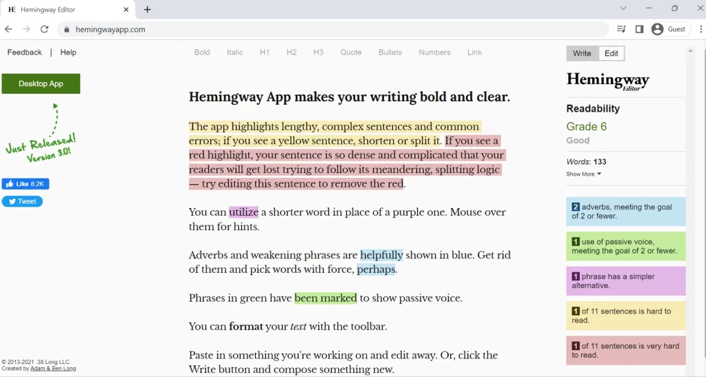 Hemingway App